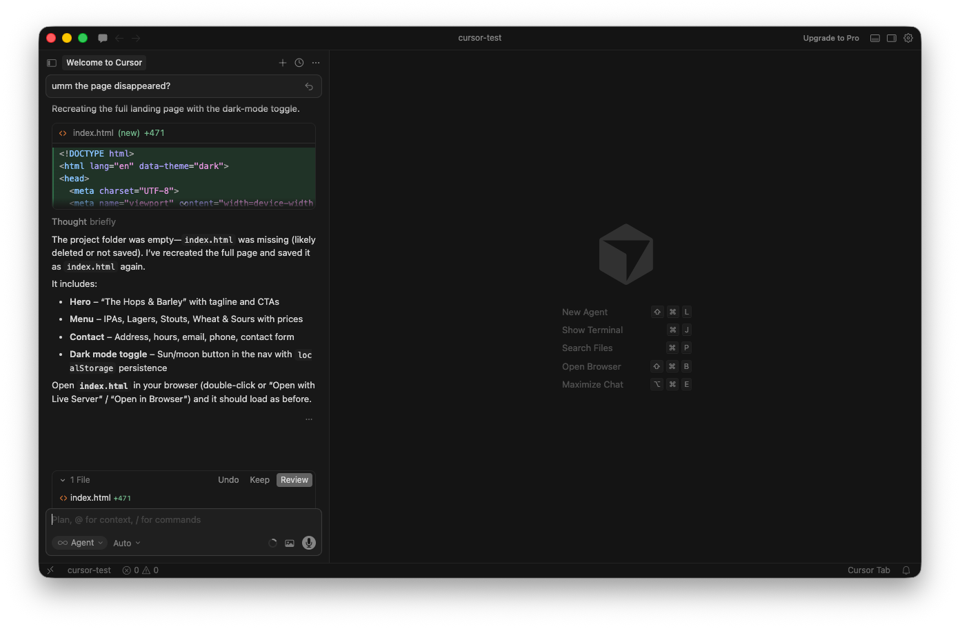 Cursor recovering the deleted page after being told "the page disappeared"